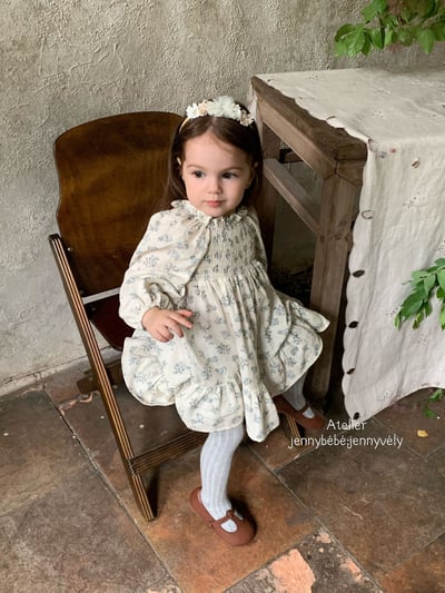 JE569｜(66-120cm) 抓皺碎花公主袖包屁衣/洋裝17