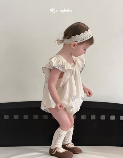 JE708｜(66-90cm) 刺繡花卉滾邊包屁衣4