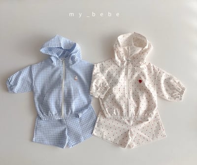 my_bebe21｜(80-120cm) 拉鍊連帽外套褲子套裝3