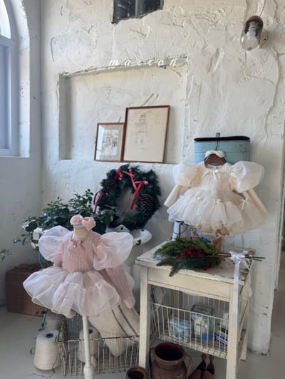 Marron 63｜(3m-18m) 公主蓬蓬袖袖洋裝包屁衣1