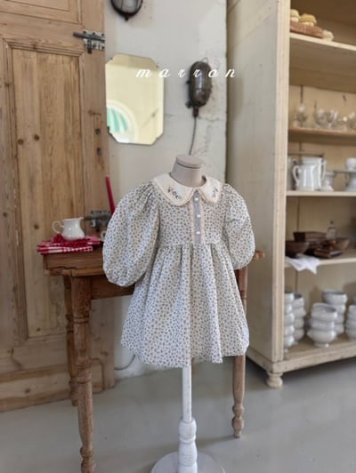 Marron22｜(1y-6y) 花卉刺繡碎花洋裝2