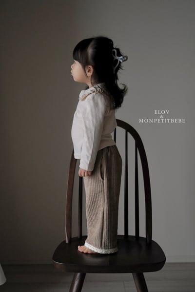 Monpetitbebe14｜(70cm-110cm) 燈芯絨蕾絲微寬褲10