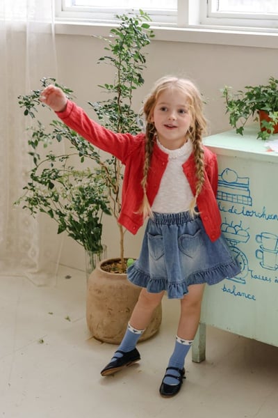 FLO34｜(75-140) 3色滾邊小蕾絲開襟外套8