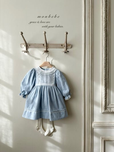 MONBEBE02｜(1y-8y) 蕾絲滾邊緞帶洋裝6
