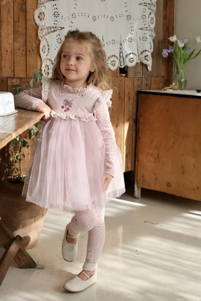 FLO16｜(75-140) 2色蕾絲滾邊薄紗洋裝7