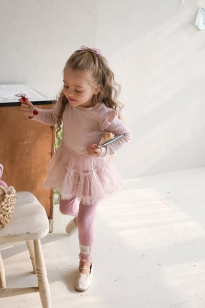 FLO56｜(75-140) 3色薄紗連身洋裝上衣9