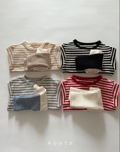 AOSTA22｜(6m-5y) 透氣條紋上衣25