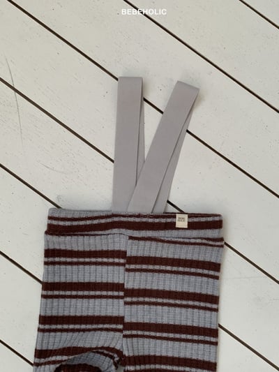 Bebe holic60｜(3m-18m) 條紋吊帶緊身長褲8