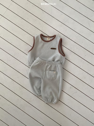 Bebe holic53｜(3m-18m) 滾邊壓紋無袖長褲套裝11