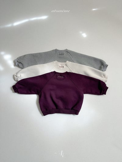 AT38｜(70-110) PARIS 刺繡落肩厚棉休閒上衣1