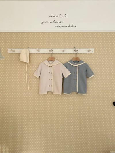 MONBEBE29｜(3m-24m) 滾邊排扣翻領連身衣11