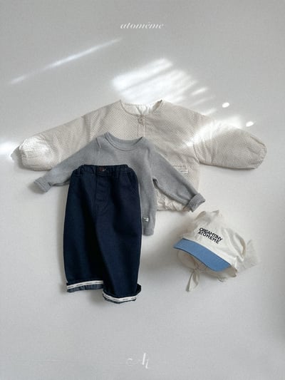 Atomeme02｜(70-110) 反折logo直筒牛仔褲6