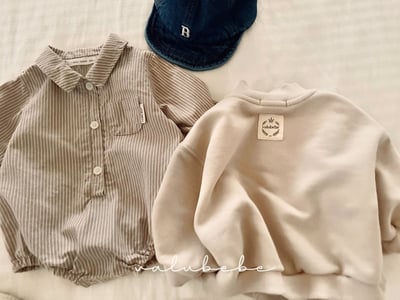 Valubebe54｜(65-80) 條紋襯衫包屁衣8