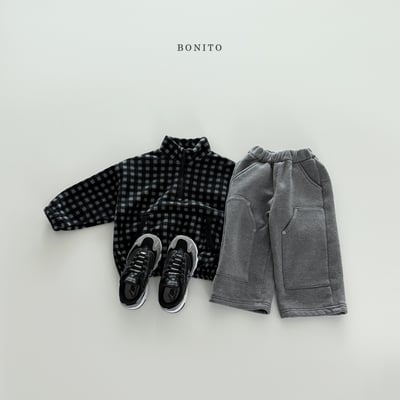 Bonito30｜(75cm-125cm) 格紋半開襟拉鍊口袋上衣4