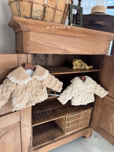 Marron 14｜(1y-6y) 愛心刷毛珍珠排釦外套4