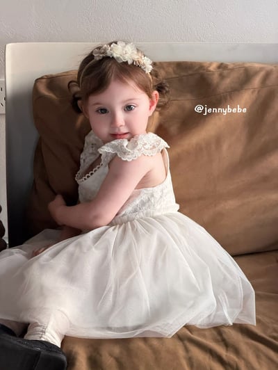 JE729｜(80-110cm) 白天鵝壓紋薄紗洋裝18