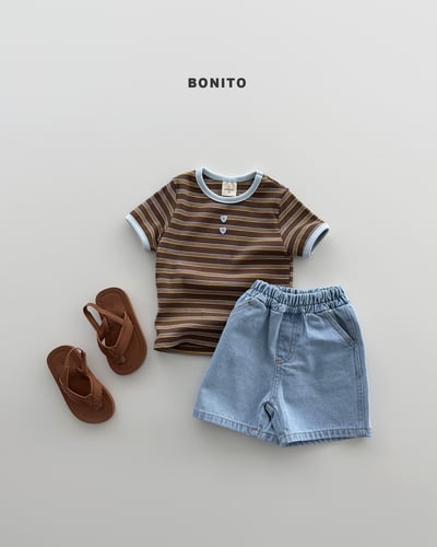 Bonito54｜(75cm-125cm) 4色多彩線紋層變上衣10