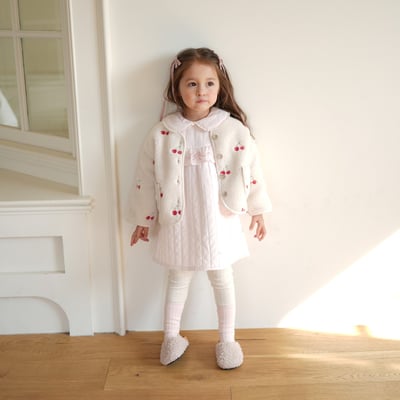 neneru19｜(70cm-125cm) 1色刺繡櫻桃刷毛外套7