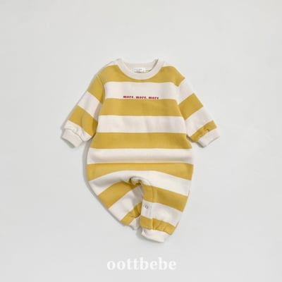 Oottbebe59｜(0m-12m) 條紋拼色連身包屁衣4
