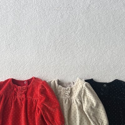 Lindo26｜(3m-18m) 波點絲絨洋裝2