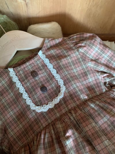 JE624｜(73cm-100cm) 復古格紋喇叭袖包屁衣12