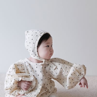 LEMONADE15｜(55cm-85cm) 2色滿滿愛心包屁衣含帽子8