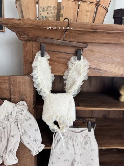 Marron 49｜(3m-18m) 蕾絲花邊綁帶兔帽7