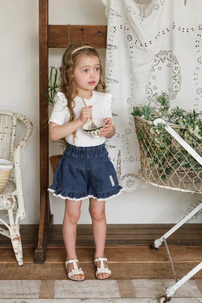 FLO13｜(75-140) 荷葉蕾絲牛仔褲7