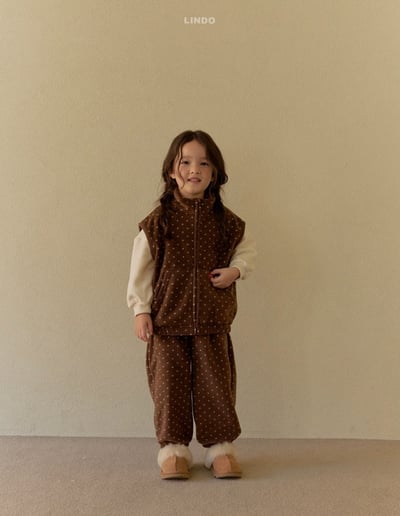 Lindo63｜(80cm-125cm) 波點磨毛休閒縮口褲7