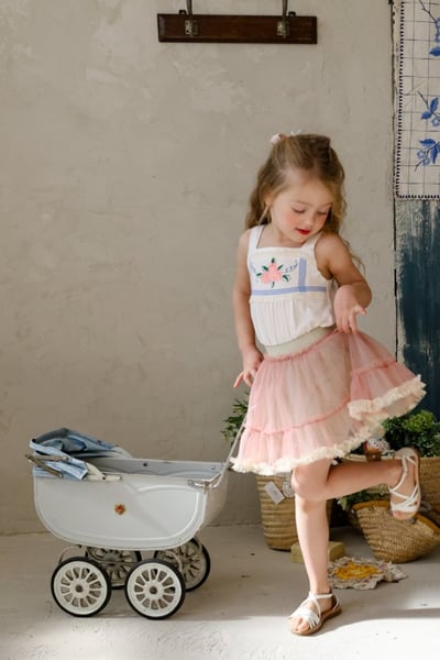 FLO06｜(75-140) 蕾絲細肩花朵衣8