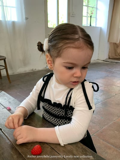 JE581｜(73-100cm) 抓皺綁帶連身褲/素面捲邊上衣15