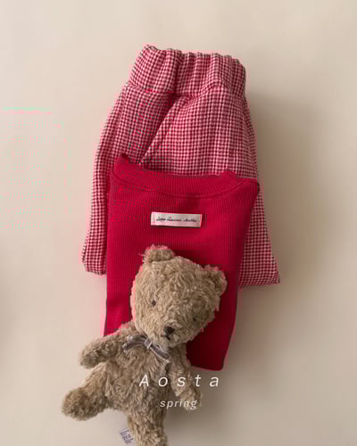 AOSTA38｜(6m-5y) 細格紋直筒長褲9