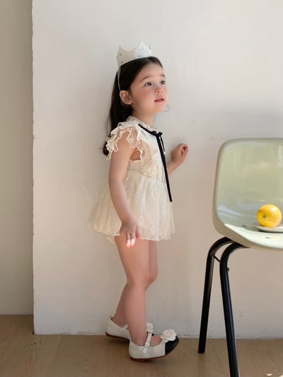 JE59｜(66-90cm) 蕾絲綁帶洋裝包屁衣3