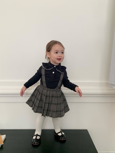 JE562｜(73cm-100cm) 格紋百褶吊帶包屁裙/立領荷葉上衣18