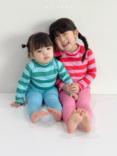 my_bebe06｜(75-105cm) 長袖防曬條紋泳衣15