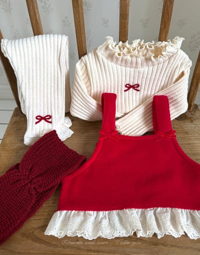 AOSTA68｜(6m-5y) 蝴蝶結蕾絲肩帶背心22