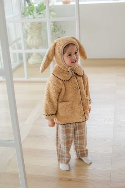 M-KIDS38｜(65-115cm) 2色磨毛格紋直筒褲16