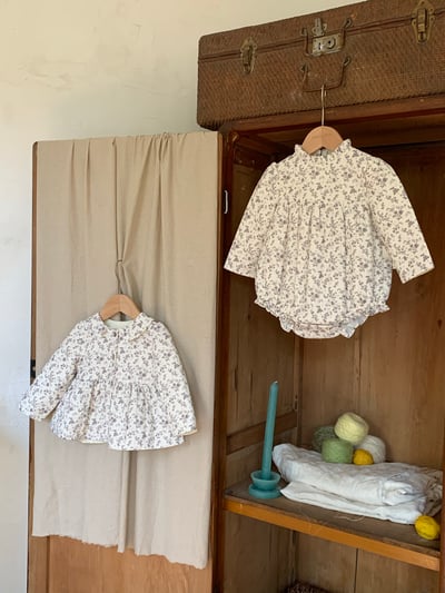 JE604｜(66cm-100cm) 紫碎花鋪棉包屁衣/傘狀外套4