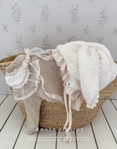 AOSTA60｜(6m-5y) 雪兔蕾絲休閒長褲6