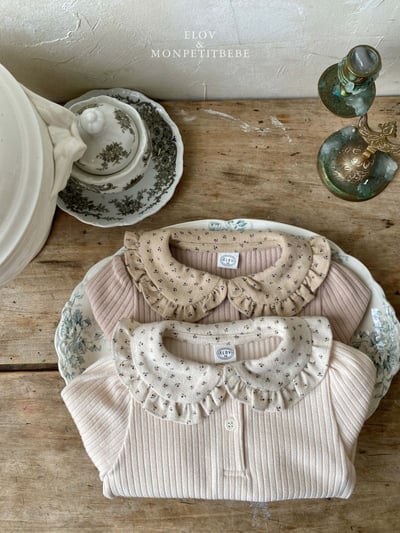 Monpetitbebe10｜(70cm-110cm) 碎花荷葉領上衣10