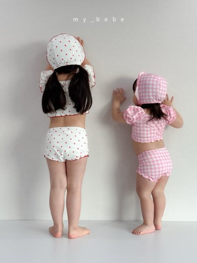 my_bebe04｜(75-105cm) 抓皺比基尼泳衣含泳帽6