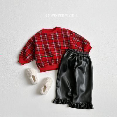 vivid24｜(78cm-125cm) 皮革荷葉邊長褲6