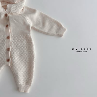 my_bebe30｜(-3m-18m-) 小毛球連帽針織連身衣9