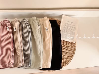 Valubebe69｜(65-90) 素面/條紋抽繩直筒褲5