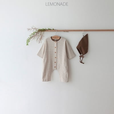 LEMONADE27｜(55cm-85cm) 3色條紋羅紋連身衣含帽子5