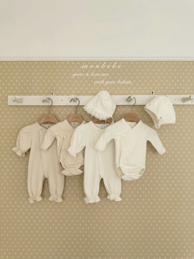 MONBEBE24｜(0m-3m) 貴族滾邊荷葉縮口連身衣14