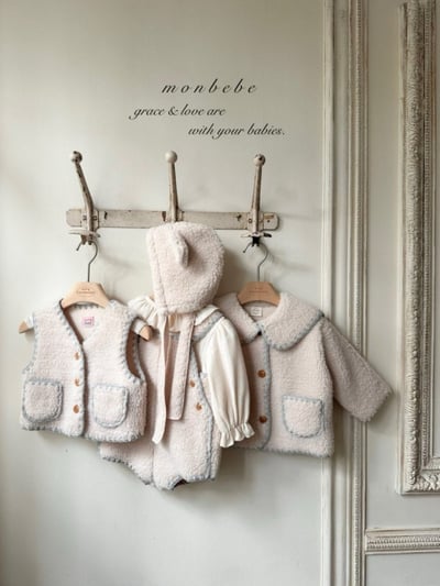 MONBEBE26｜(3m-24m) 刷毛小熊綁帶帽8