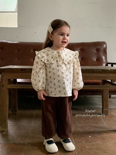 JE576｜(73-100cm) 花邊翻領碎花襯衫/棉紗花邊束口褲9