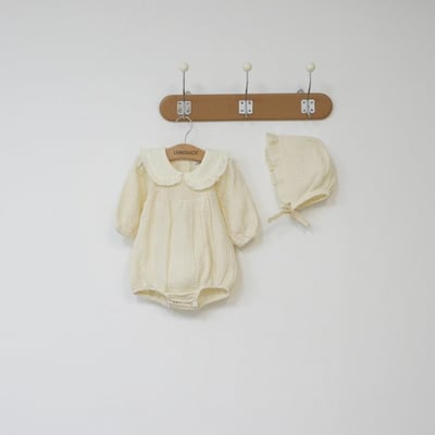 LEMONADE36｜(55cm-85cm) 2色蝴蝶結刺繡包屁衣含帽子14