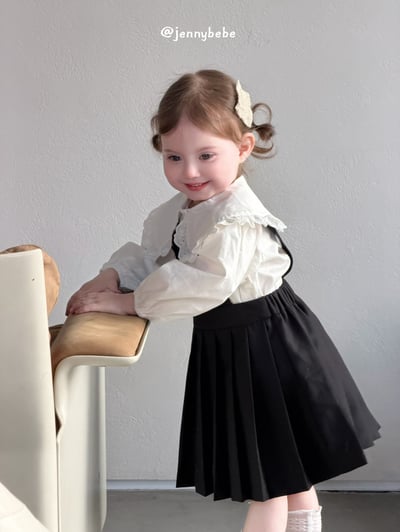 JE723｜(73-100cm) 蕾絲翻領襯衫/百褶吊帶裙10